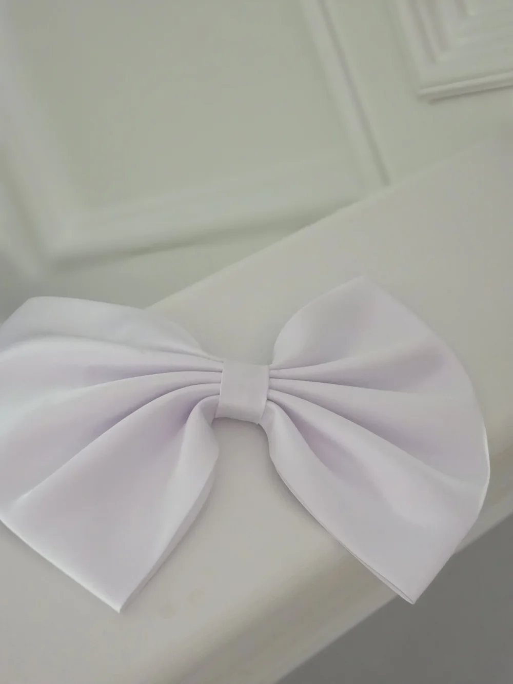 LG White Satin Formal Dress Bow-Detachable Back Bow with Safety Pin Attachment